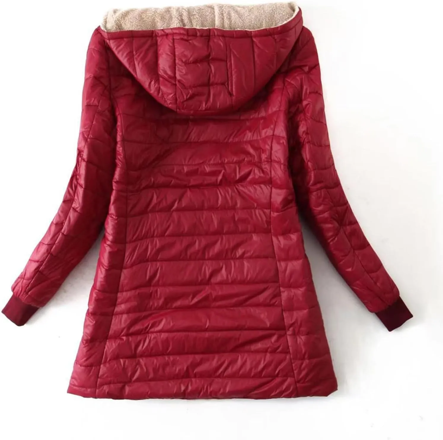 Akklian Women's Down Jackets & Parkas Padded Cotton Puffer Jacket Winter Slim Fit Zip Up Hooded Coat Thermal Fleece Outerwear