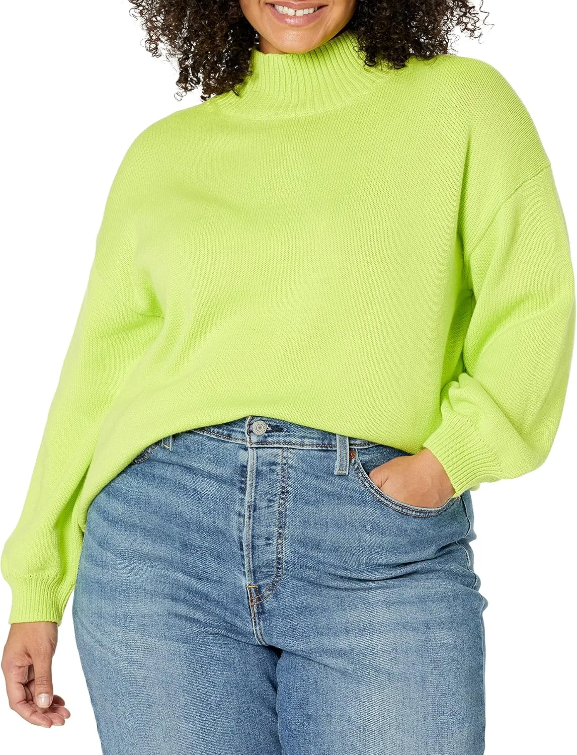 Amazon Essentials Cotton Sweaters for Women - Funnel-Neck, Available in Plus Size