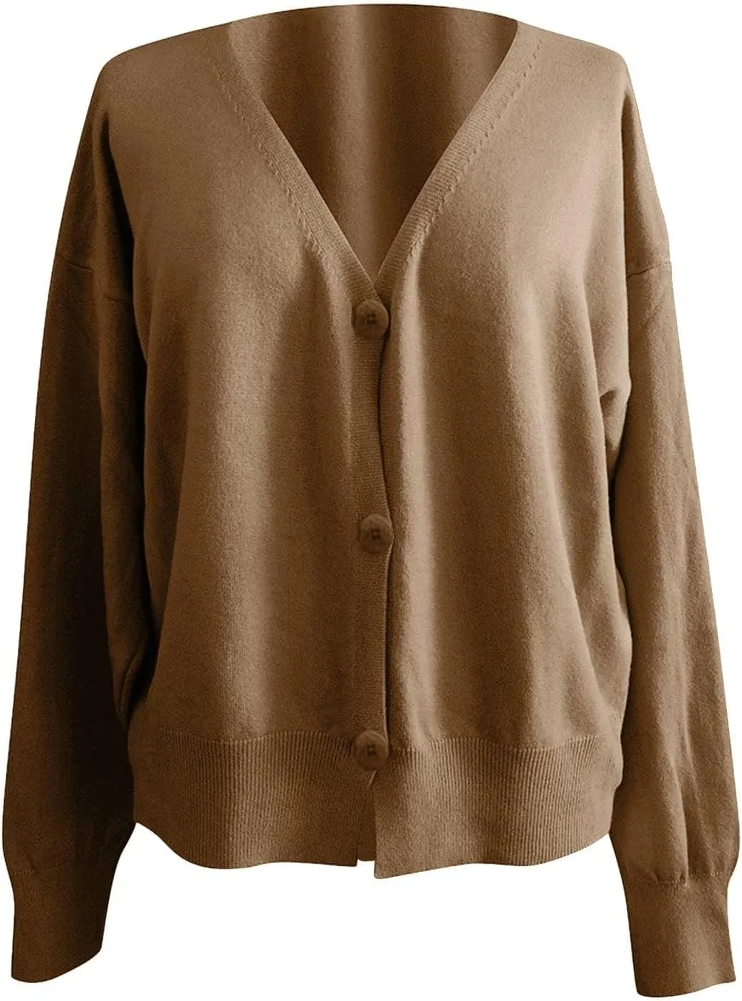 Cardigan Sweater for Women Cropped Knit Cardigans Open Front V-Neck Crochet Solid Sweaters Long Sleeve Button Up Tops