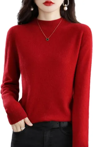 Cashmere Sweaters for Women Turtleneck, Long Sleeve Crew Neck Cotton Cashmere, Pullover Knit Jumpers