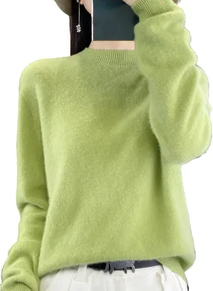 Cashmere Sweaters for Women Turtleneck, Long Sleeve Crew Neck Cotton Cashmere, Pullover Knit Jumpers