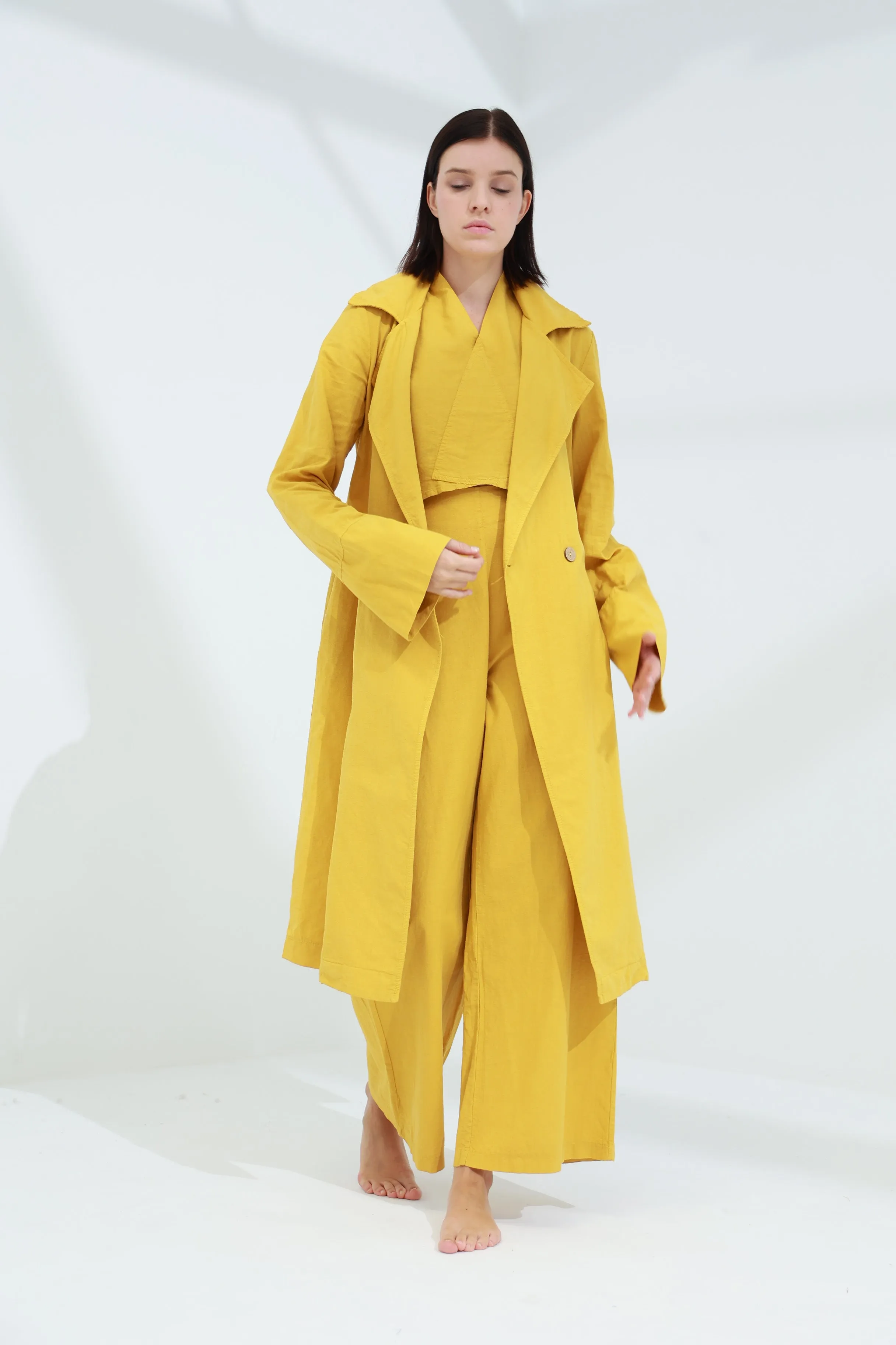 Colpo Long Linen Cardigan Zafferano