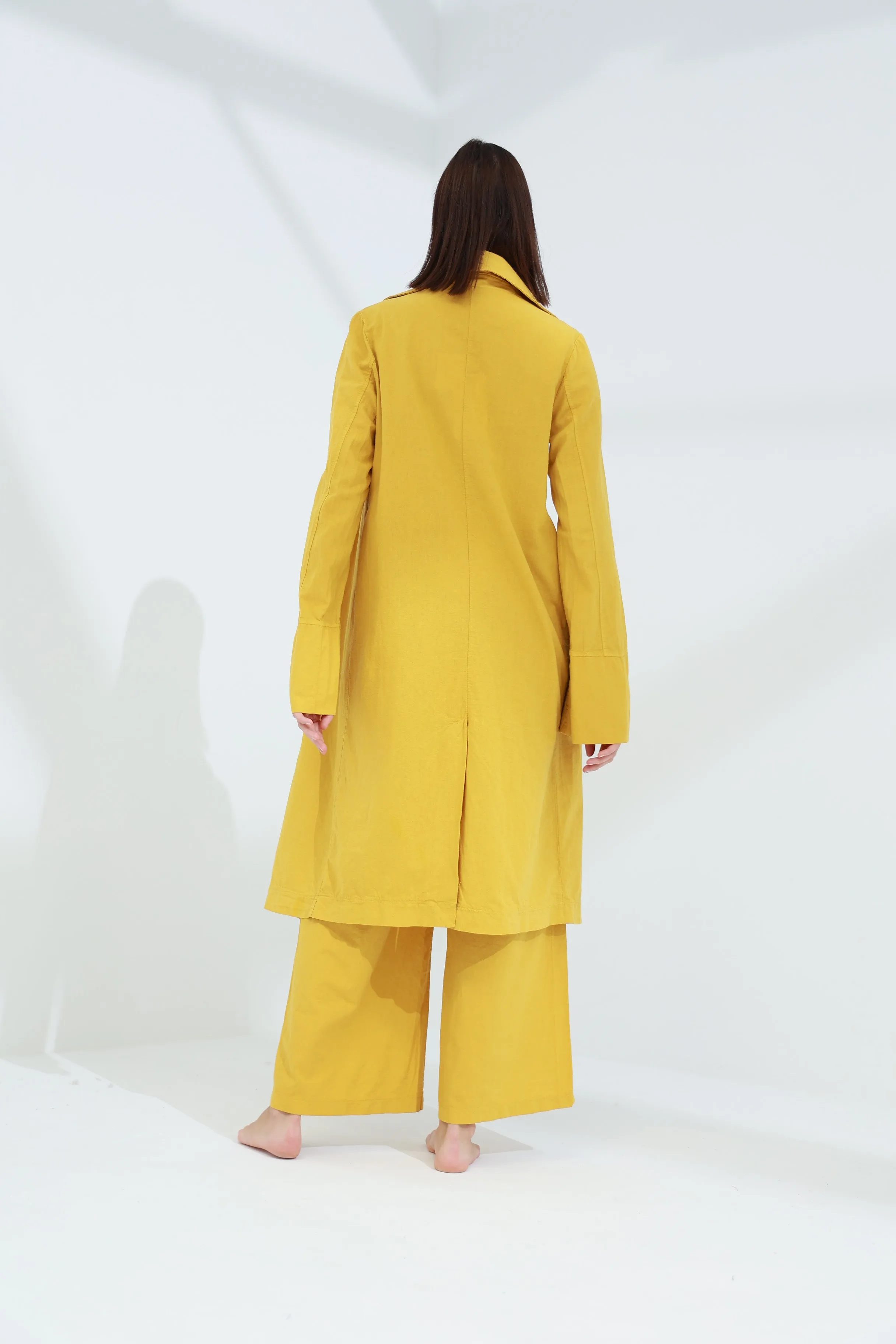 Colpo Long Linen Cardigan Zafferano