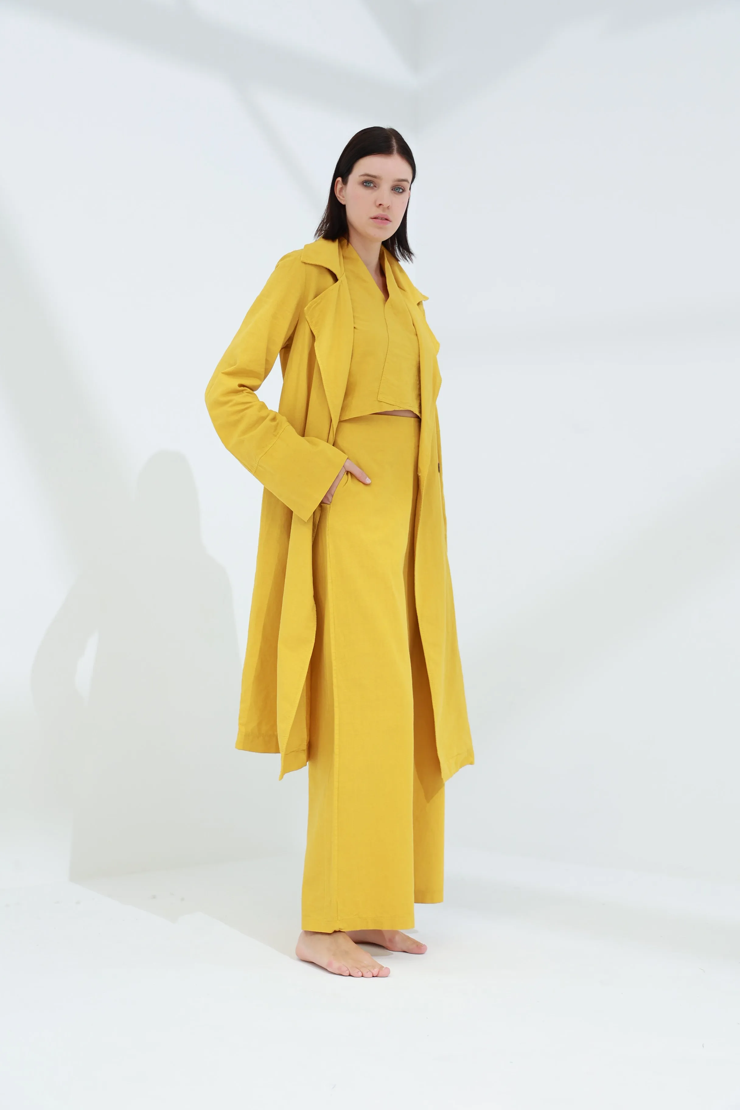 Colpo Long Linen Cardigan Zafferano
