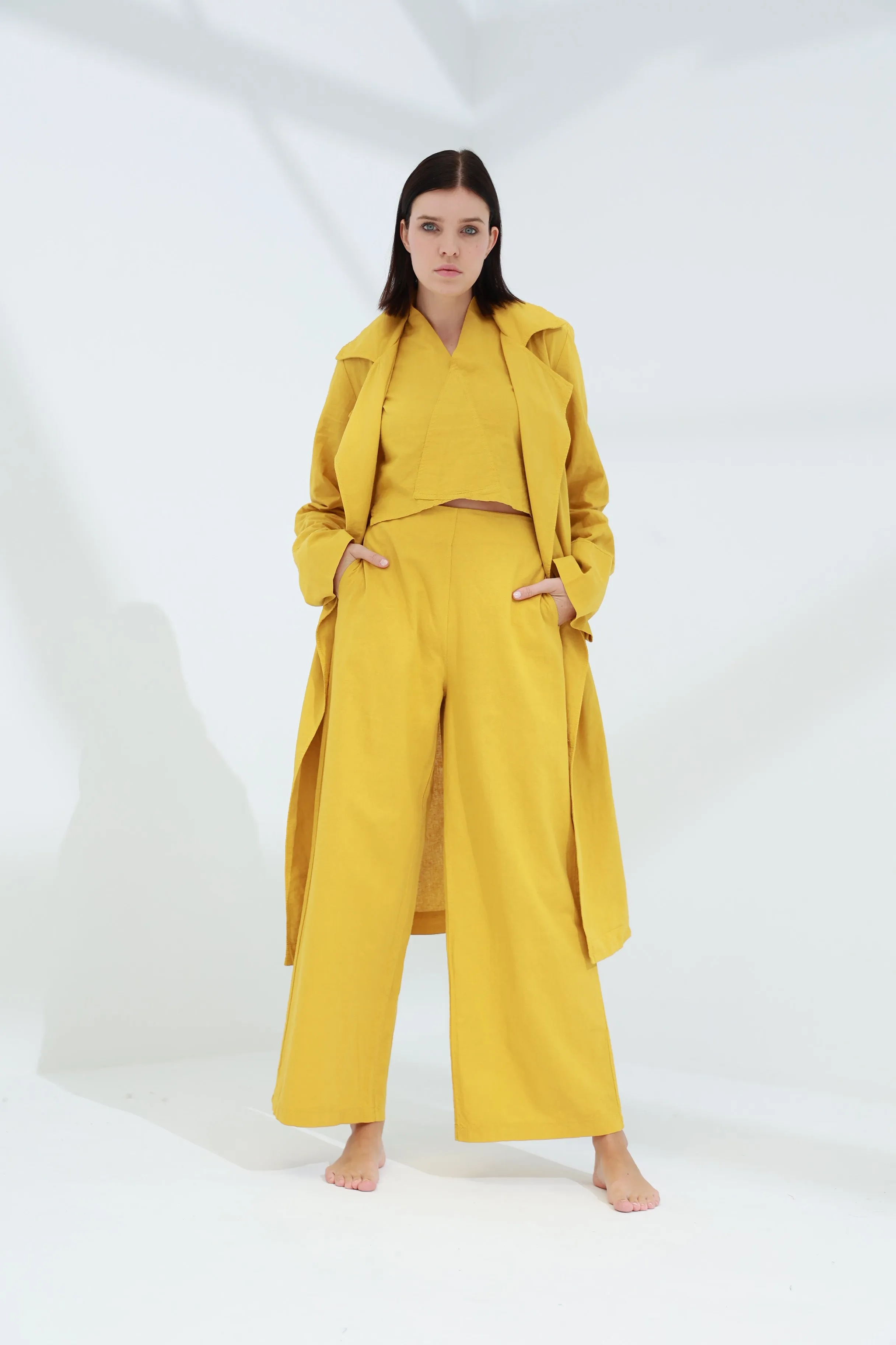 Colpo Long Linen Cardigan Zafferano