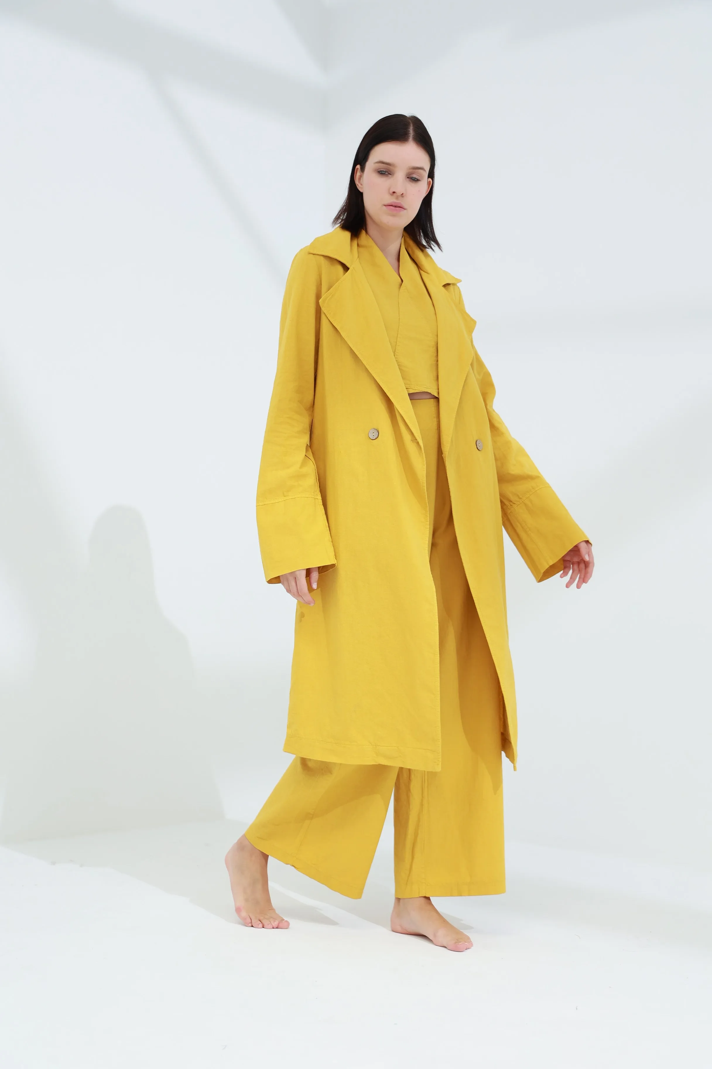 Colpo Long Linen Cardigan Zafferano