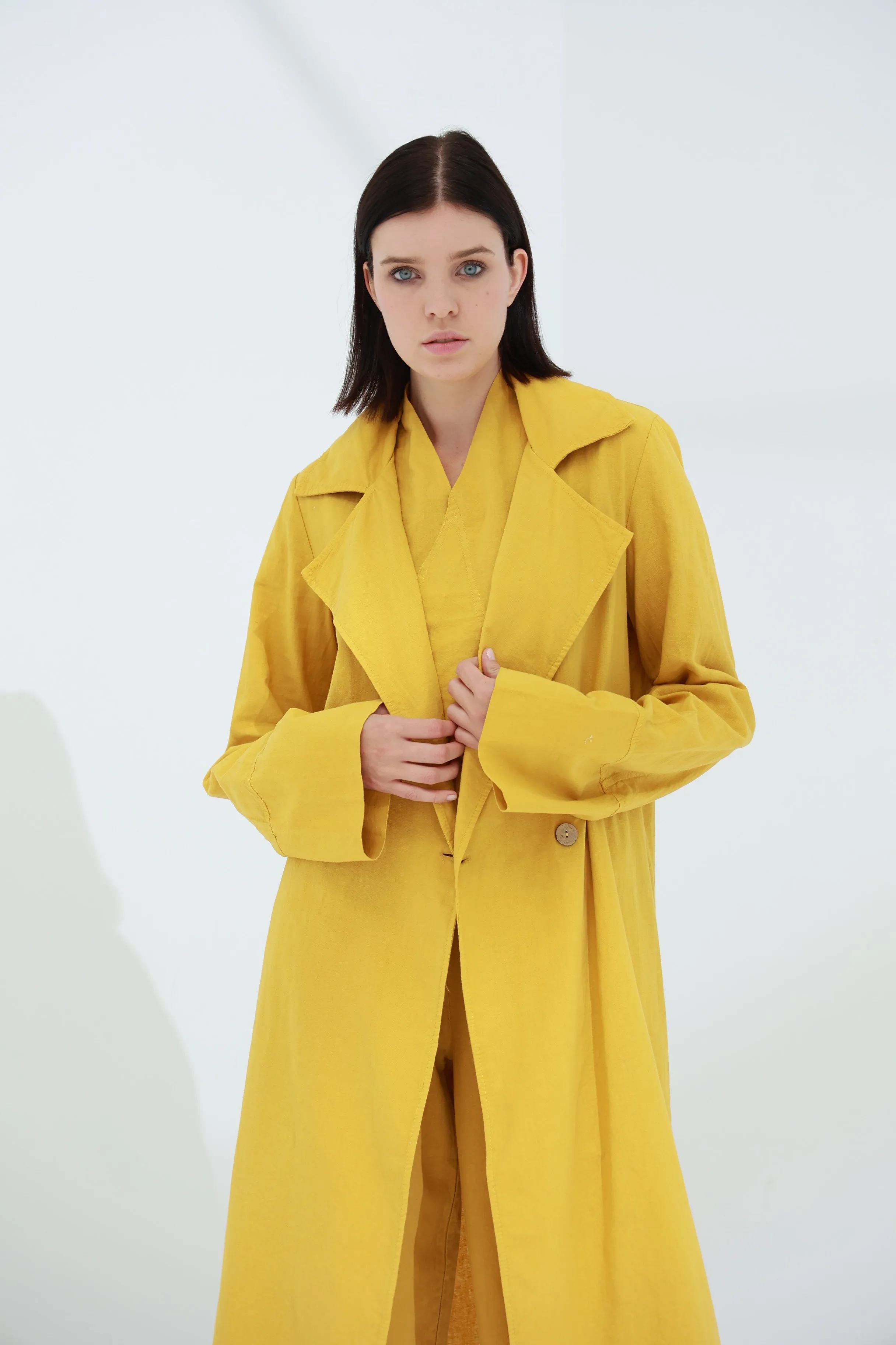 Colpo Long Linen Cardigan Zafferano