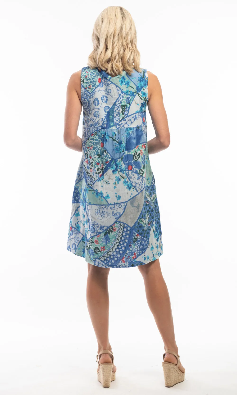 Cotton Dress Shift Sleeveless Reversible Kintsugi