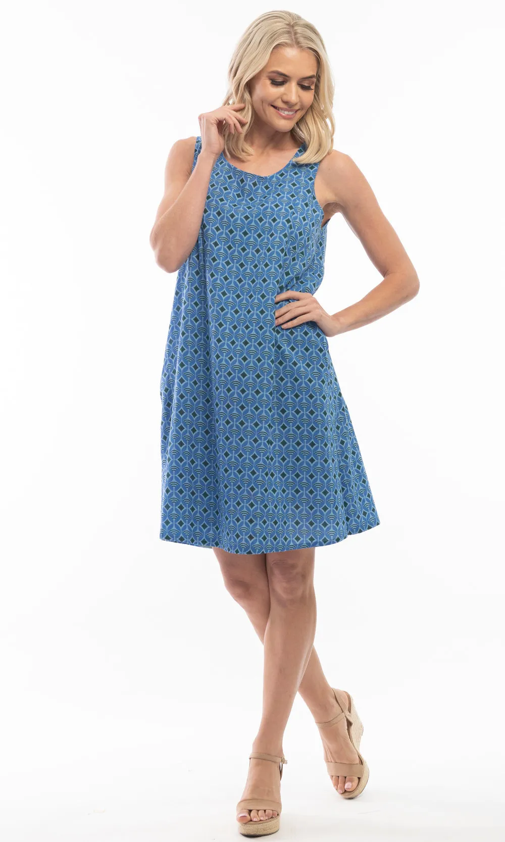 Cotton Dress Shift Sleeveless Reversible Kintsugi