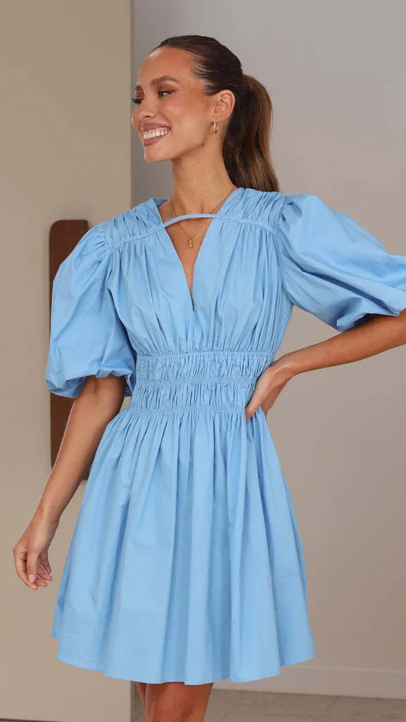 Deep V-neck High Waist Dopamine Dress