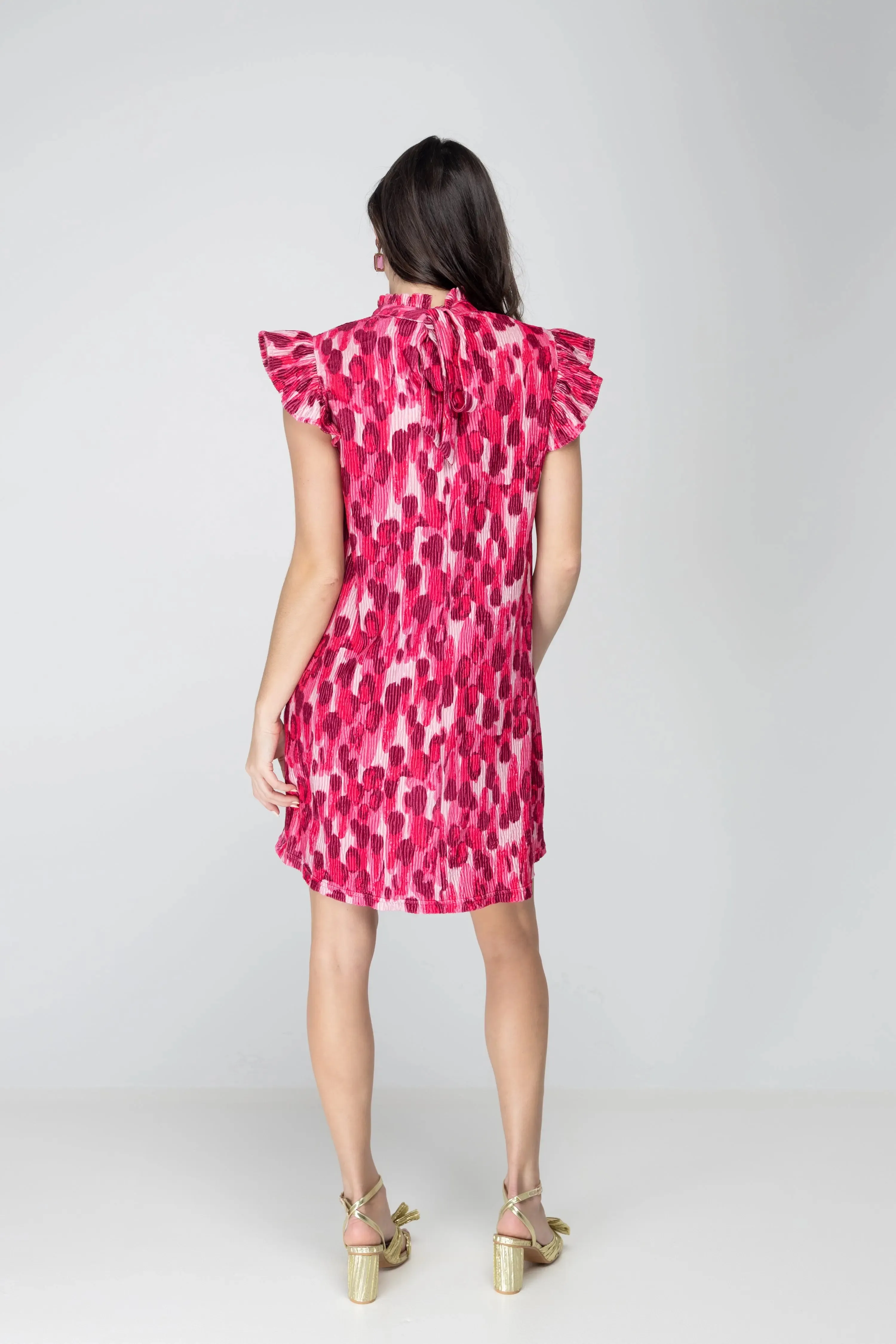 Feel This Moment Pleated Velvet Tie Back Shift Dress