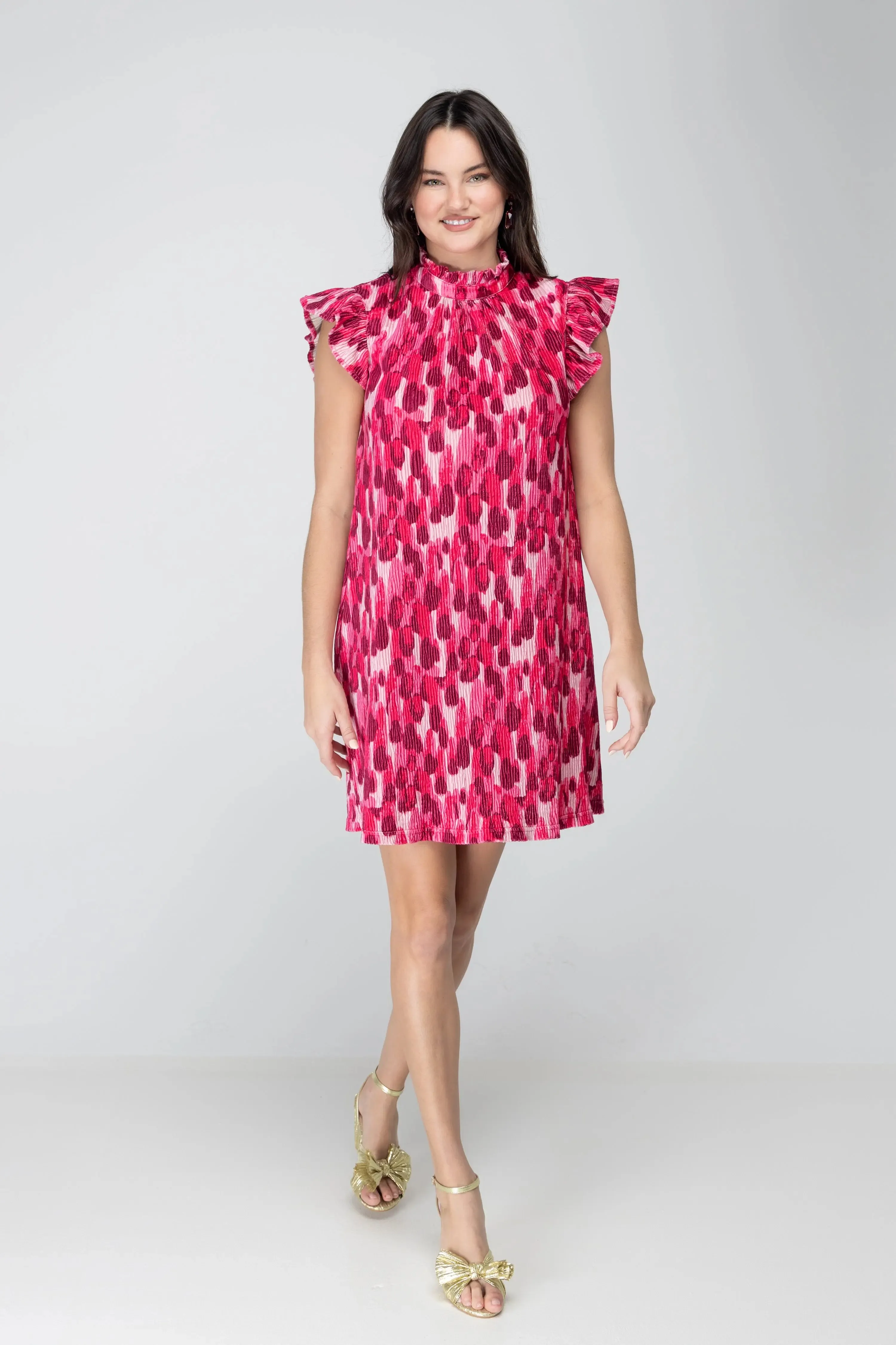 Feel This Moment Pleated Velvet Tie Back Shift Dress