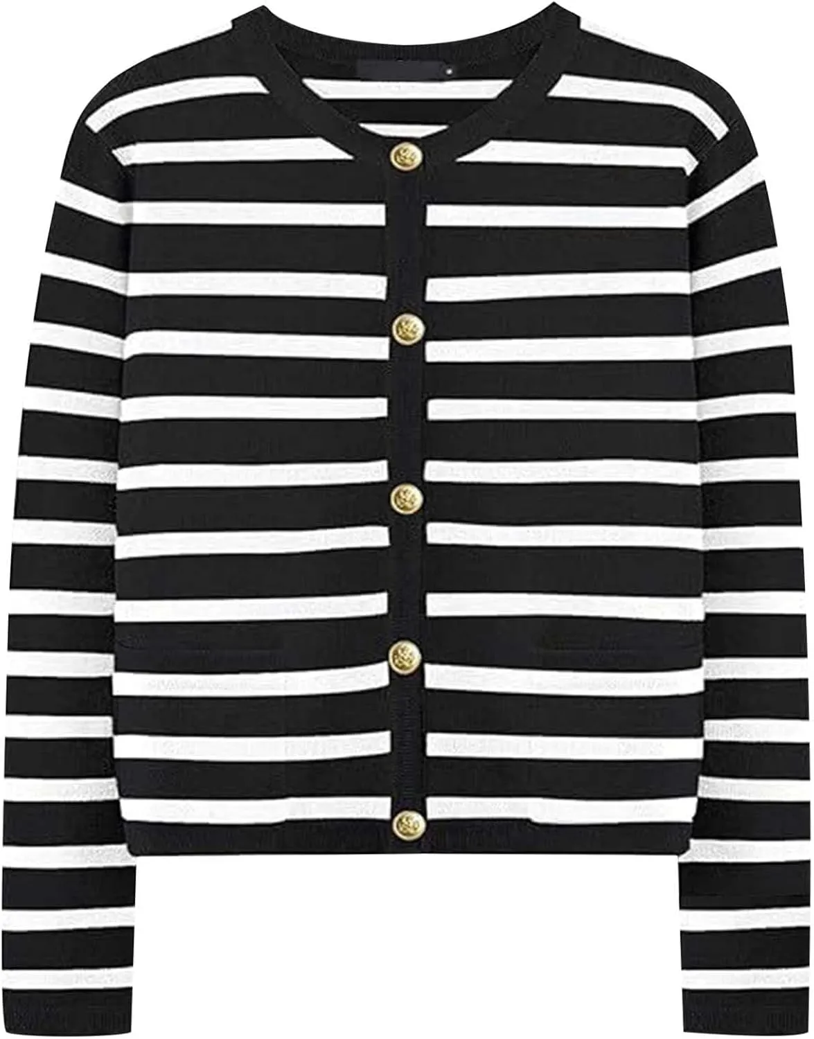 iLH Cardigan Sweaters for Women 2024 Fall Dressy Elegant Button Down Knitted Tops Casual Striped Color Block Shirt