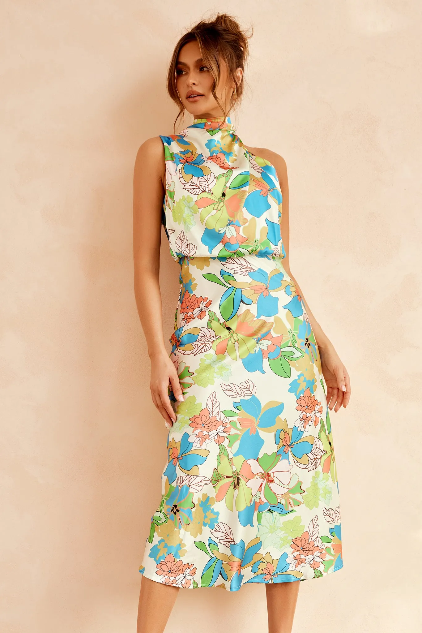 In Gratitude Midi Dress - Aqua Multi
