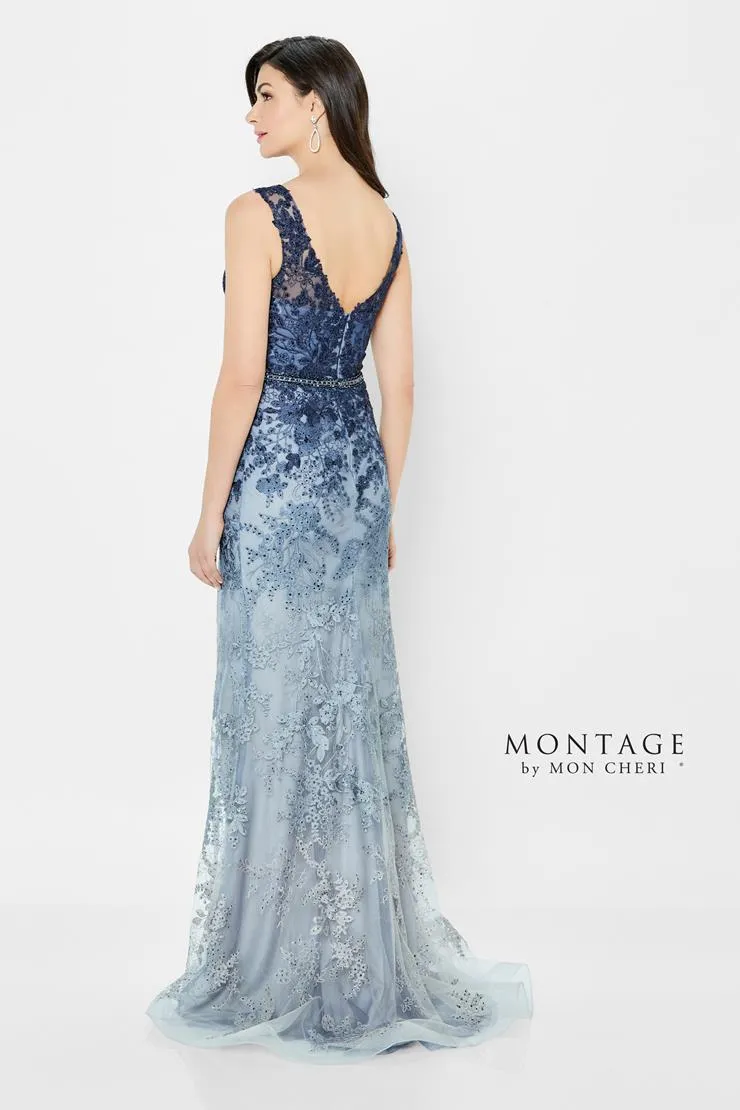 Montage 122903 Ombre Embroidered Allover Lace Fit and Flare Gown