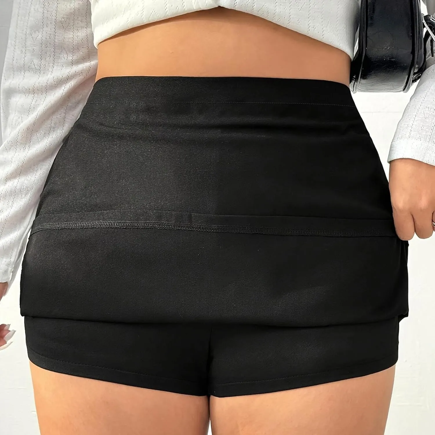 Plus Size Mini Skirts for Women Mid Waisted Stretch Summer Dressy Skirts Sexy Solid Color Pencil Bodycon Skirt