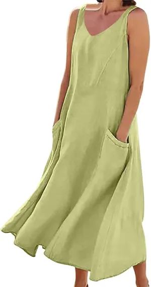 Summer Dresses for Women 2025 Women's Tank Dress Sleeveless Maxi Dresses Boho Beach Dress Sundresses Vacation Outfits