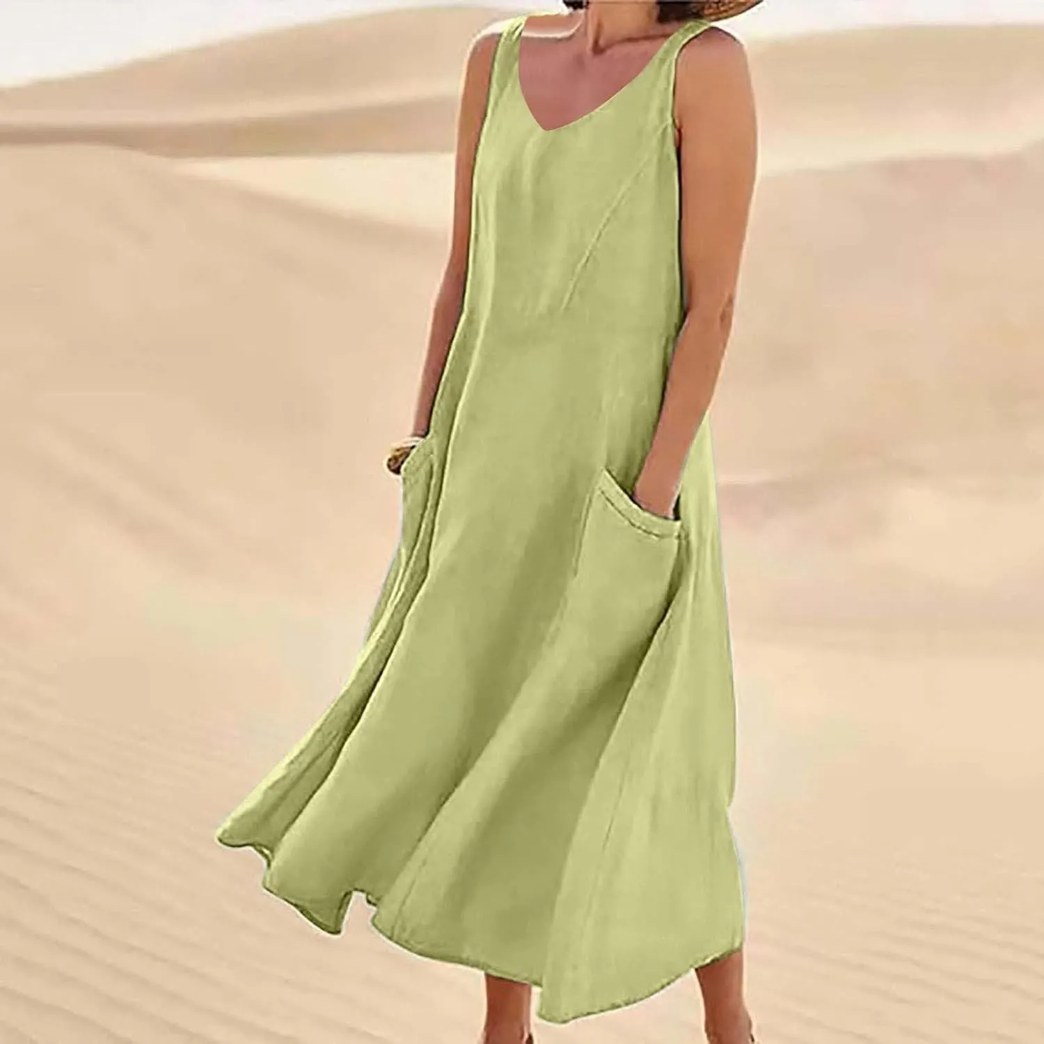 Summer Dresses for Women 2025 Women's Tank Dress Sleeveless Maxi Dresses Boho Beach Dress Sundresses Vacation Outfits