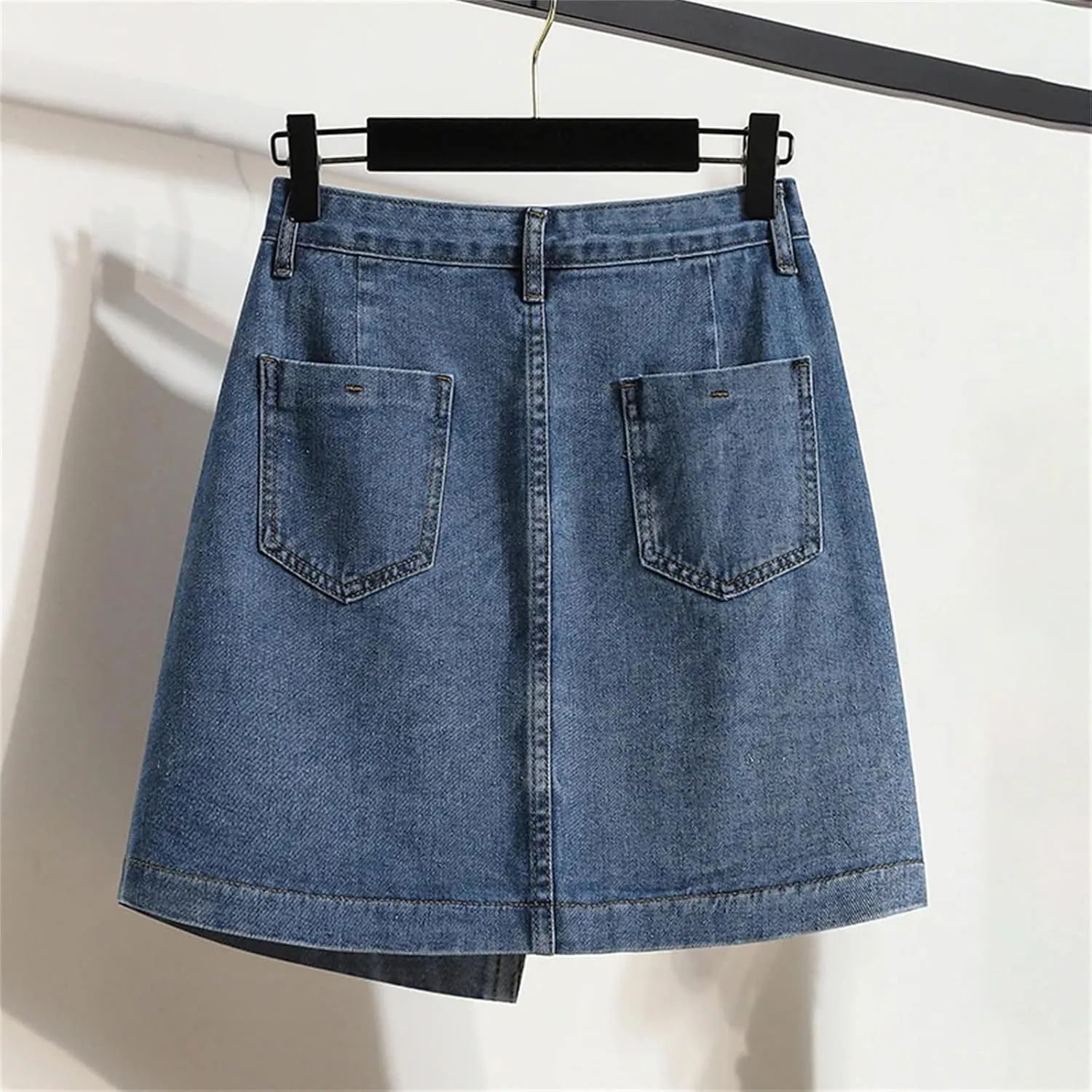 Women Irregular Pleated Mini Denim Skirts Summer High Waist A-Line Wrapped Hip Slim Jeans Short Skirts