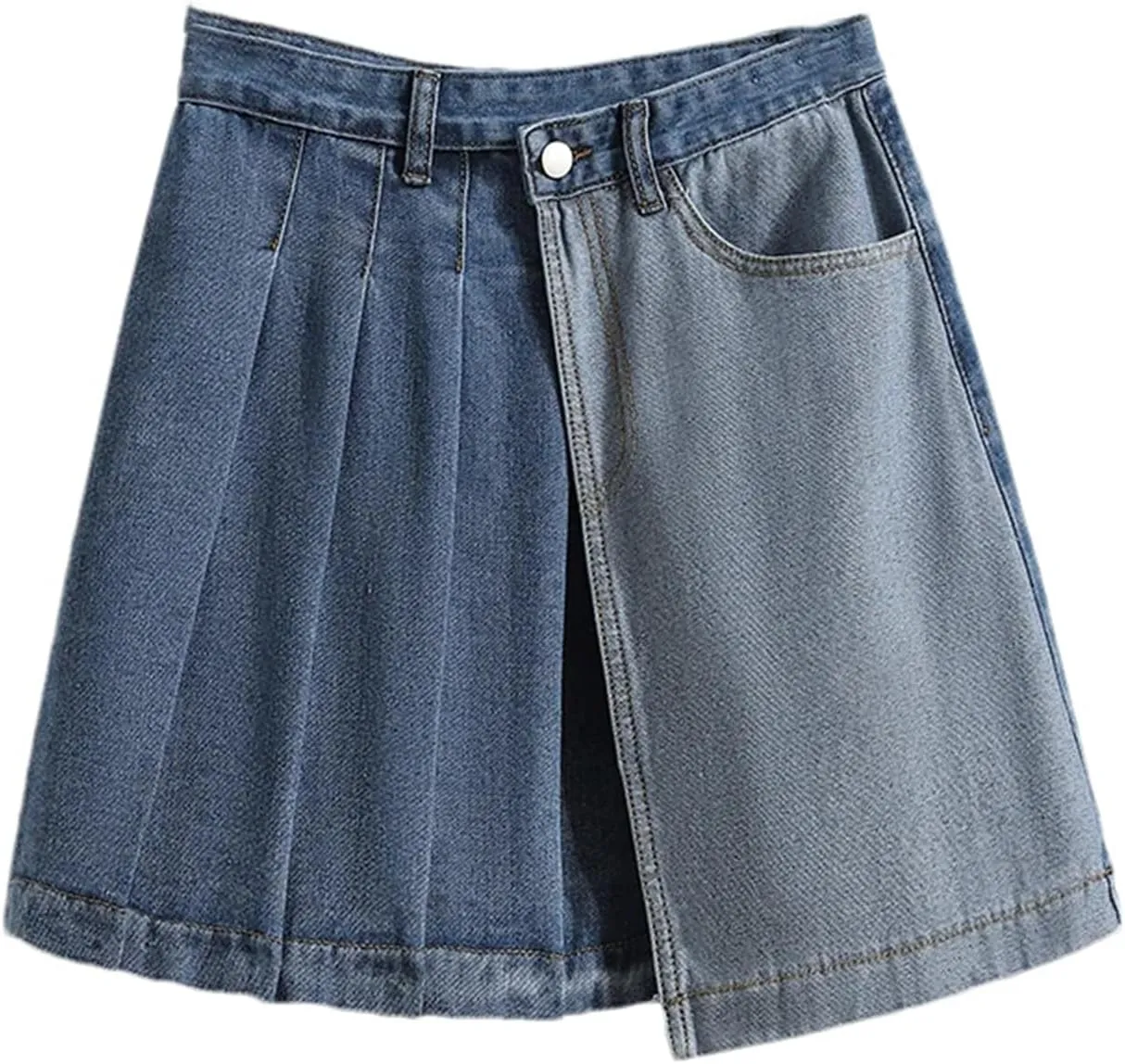Women Irregular Pleated Mini Denim Skirts Summer High Waist A-Line Wrapped Hip Slim Jeans Short Skirts
