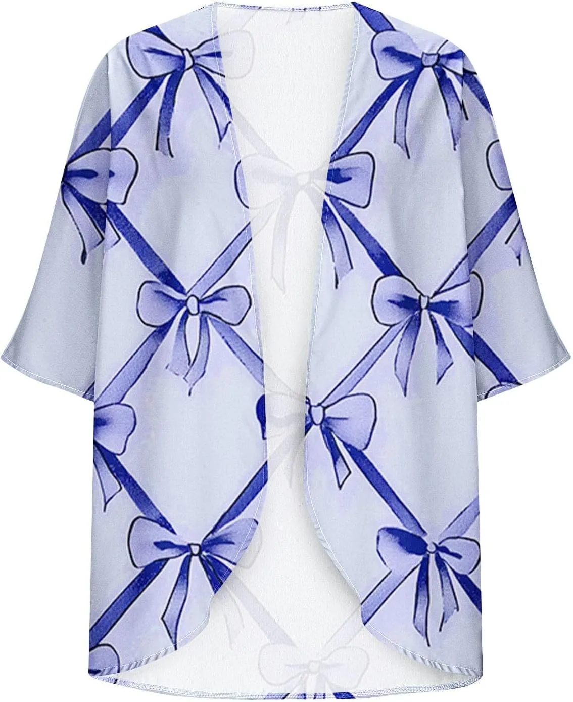 Womens Flowy 3/4 Sleeve Chiffon Kimono Cardigan UV Sun Protection Shirts Summer Work Swimsuit Front Open Cover Ups