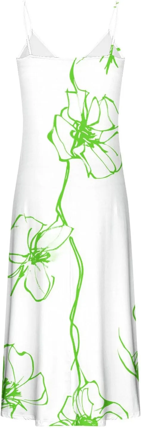 Women's Maxi Dresses 2025 Sexy Spaghetti Straps Beach Vacation Long Dress Floral Flowy Summer Dresses