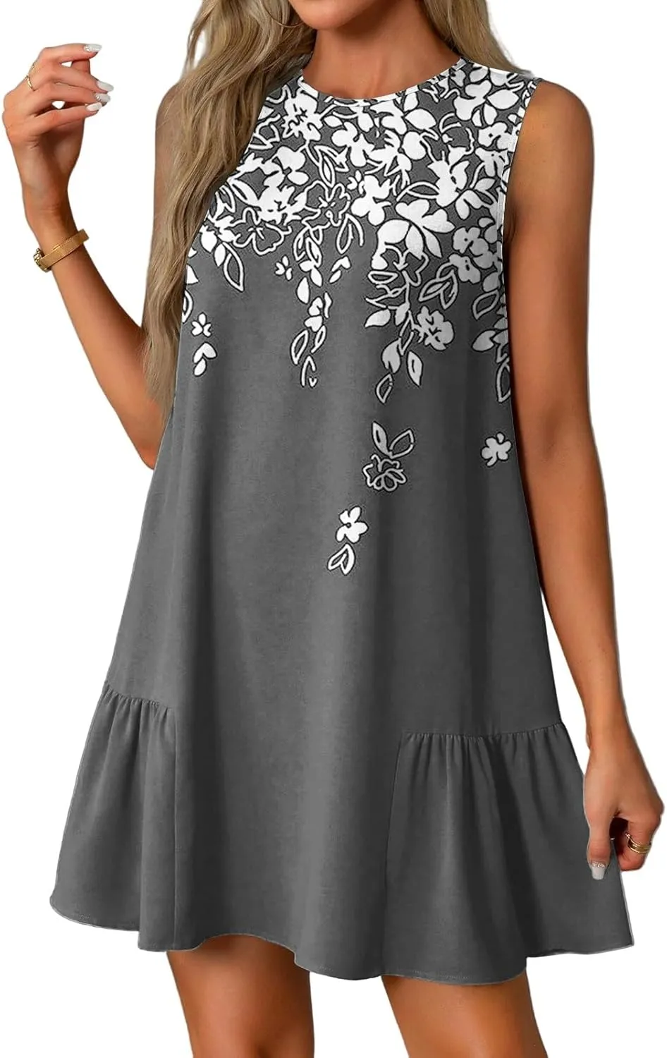 Women's Ruffle Hem Sleeveless Tank Dress Womens Sundress Summer Dresses for Women 2025 Spring Beach Boho Mini Dress