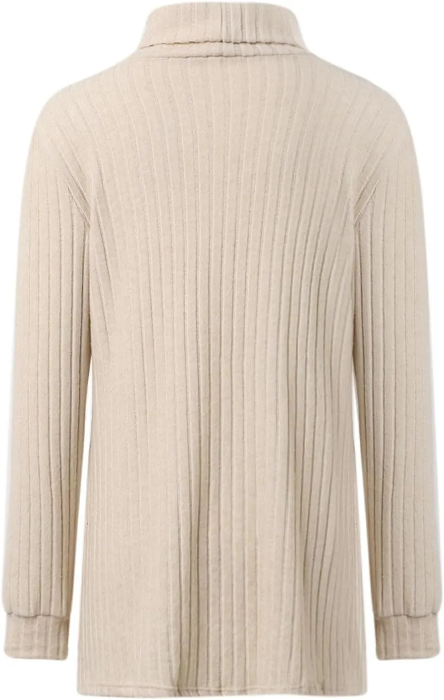 Womens Tunic Tops Turtleneck Long Sleeve Shirts Oversized Fall Sweaters Side Split High Low Hemline